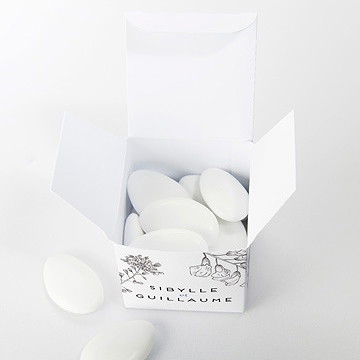 Boîte de dragées mariage gravure florale - Intérieur de la boîte