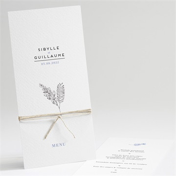 Menu mariage gravure florale