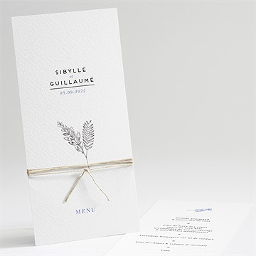 Menu mariage gravure florale