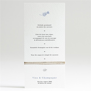Menu mariage gravure florale - Dos du menu