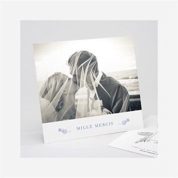 Remerciement mariage gravure florale