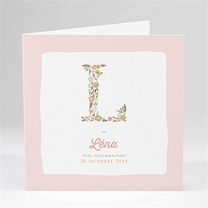Faire-part naissance alphabet en fantaisie