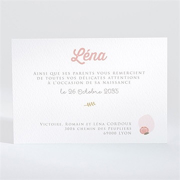 Remerciement naissance alphabet en fantaisie - Dos de la carte