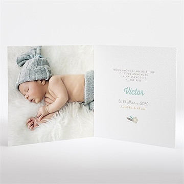 Faire-part naissance son initiale - Intérieur du faire-part