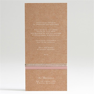 Menu mariage lierre grimpant - Dos du menu