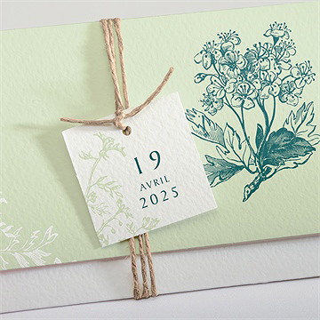 Faire-part mariage gravure chic - Détail du faire-part