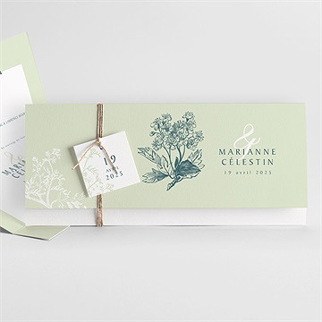 Faire-part mariage gravure chic - faire-part entier