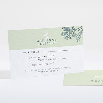 Carton réponse mariage gravure chic