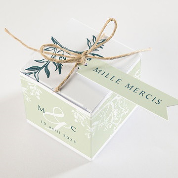 Boîte de dragées mariage gravure chic - Dessus de la boîte