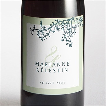 Etiquette de bouteille mariage gravure chic