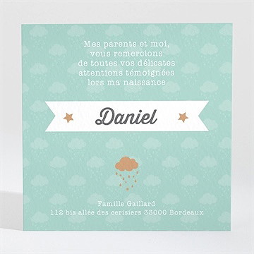 Remerciement naissance nos petits nuages - Dos de la carte