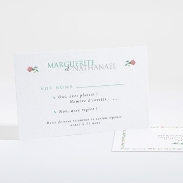 Carton réponse mariage vert et rose