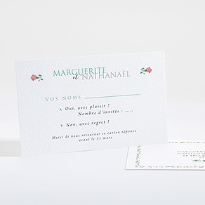 Carton réponse mariage vert et rose