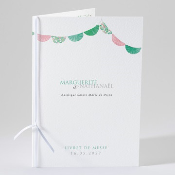 Livret de messe mariage vert et rose