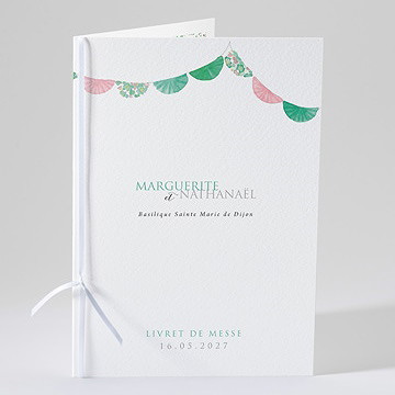 Livret de messe mariage vert et rose
