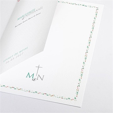 Livret de messe mariage vert et rose - Détail du livret