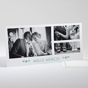 Remerciement mariage vert et rose