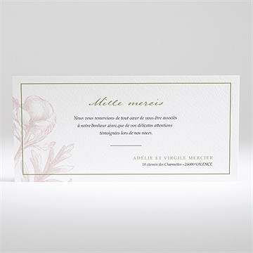 Remerciement mariage intemporel - Dos de la carte