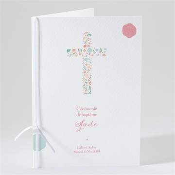 Livret de messe baptême croix à motifs et pois