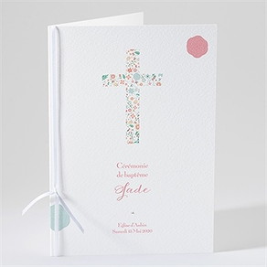 Livret de messe baptême croix à motifs et pois