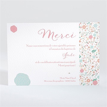 Remerciement baptême croix à motifs et pois