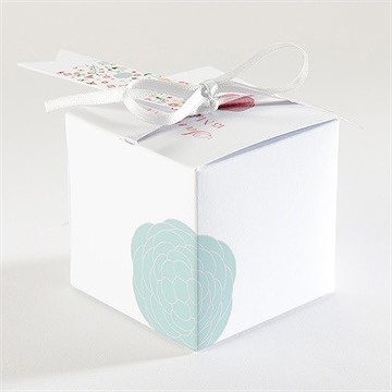 Boîte de dragées baptême croix à motifs et pois - Dos de la boîte