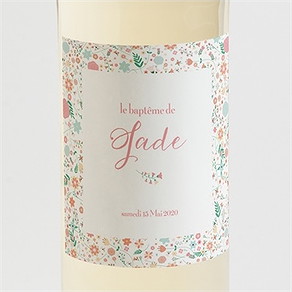 Etiquette de bouteille baptême croix à motifs et pois