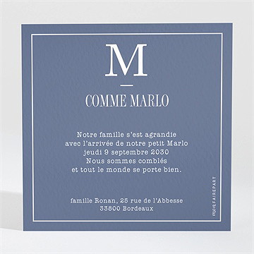 Faire-part naissance le voici - Dos du faire-part