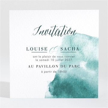 Carton d'invitation mariage aquarelle verte