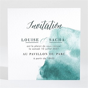 Carton d'invitation mariage aquarelle verte