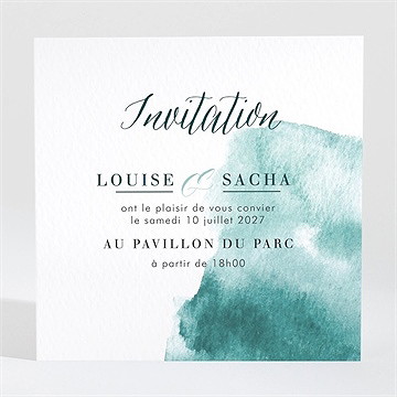 Carton d'invitation mariage aquarelle verte