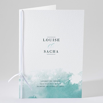 Livret de messe mariage aquarelle verte