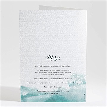 Livret de messe mariage aquarelle verte - Dos du livret