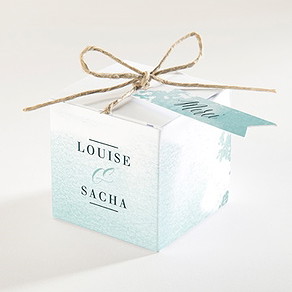 Boîte de dragées mariage aquarelle verte