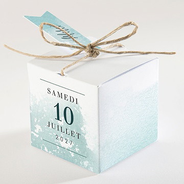 Boîte de dragées mariage aquarelle verte - Dos de la boîte