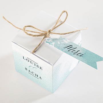 Boîte de dragées mariage aquarelle verte - Dessus de la boîte