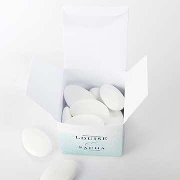 Boîte de dragées mariage aquarelle verte - Intérieur de la boîte