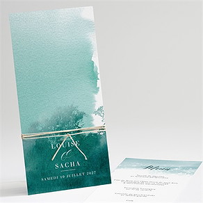 Menu mariage aquarelle verte