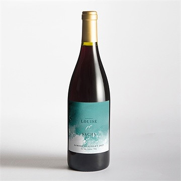 Etiquette de bouteille mariage aquarelle verte - Mise en situation