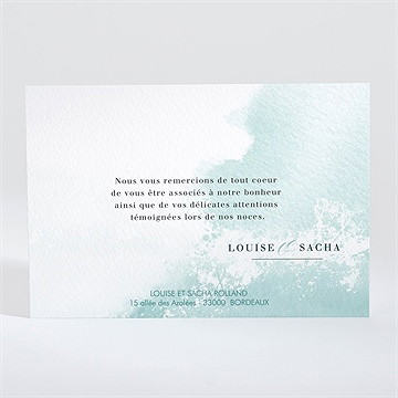Remerciement mariage aquarelle verte - Dos de la carte