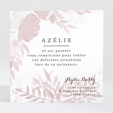 Remerciement naissance aquarelle vintage - Dos de la carte