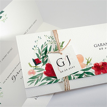 Faire-part mariage jolis coquelicots