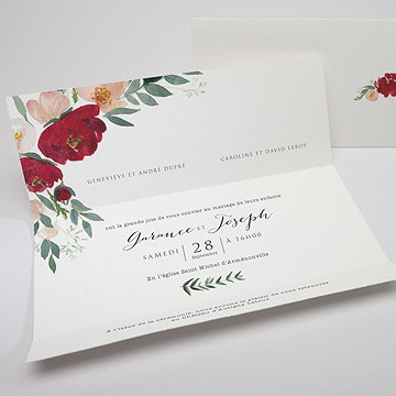 Faire-part mariage jolis coquelicots - Intérieur du faire-part