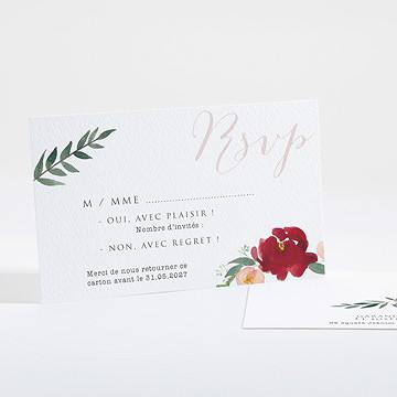 Carton réponse mariage jolis coquelicots