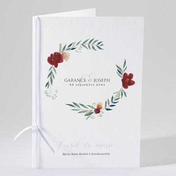 Livret de messe mariage jolis coquelicots carré plié