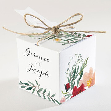 Boîte de dragées mariage jolis coquelicots - Dos de la boîte