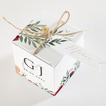 Boîte de dragées mariage jolis coquelicots - Dessus de la boîte