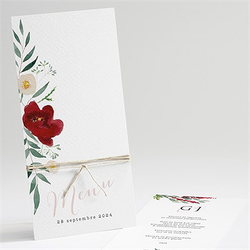 Menu mariage jolis coquelicots