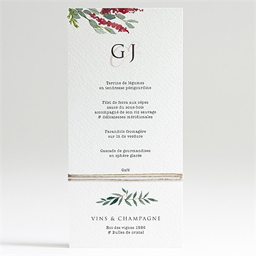 Menu mariage jolis coquelicots - Dos du menu