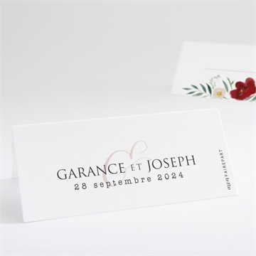 Marque-place mariage jolis coquelicots carré plié